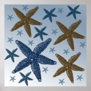 Poster Vers le bas par les étoiles de mer de mer