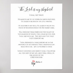 Poster Verse de la Bible, Le Seigneur est mon Berger, Psa