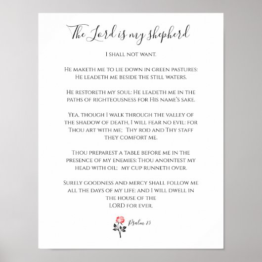 Poster Verse de la Bible, Le Seigneur est mon Berger, Psa (Devant)