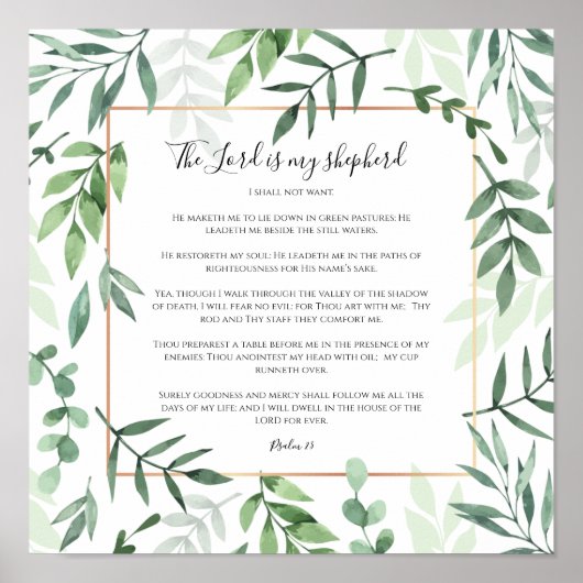 Poster Verse de la Bible, Le Seigneur est mon Berger, Psa (Devant)