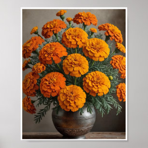 Poster Verse Merigold bloemenboeket Decor