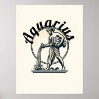 Verseau le Porteur d'Eau Zodiaque Vintage