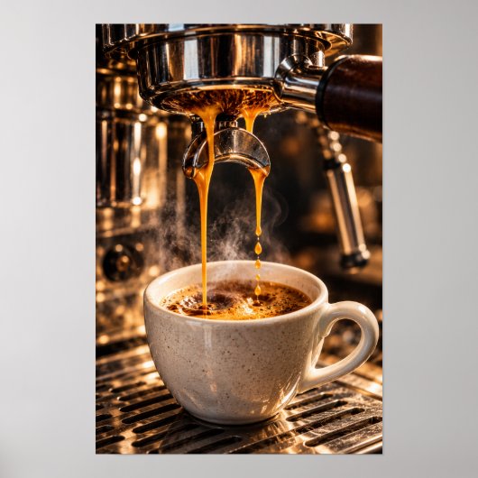 Poster Versement d'espresso doré – Mur de machine à café (Devant)