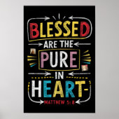 Poster Verset Bible Dessiné À La Main : Bienheureux Coeur (Devant)