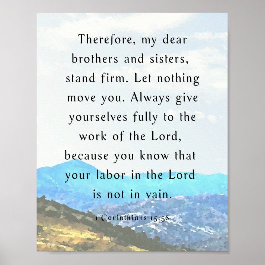 Poster verset biblique, 1 Corinthiens 15:58, (Devant)