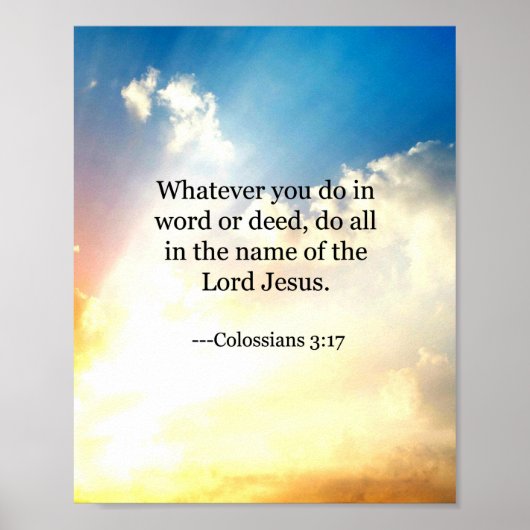 Poster verset biblique, Colossiens 3-17, (Devant)