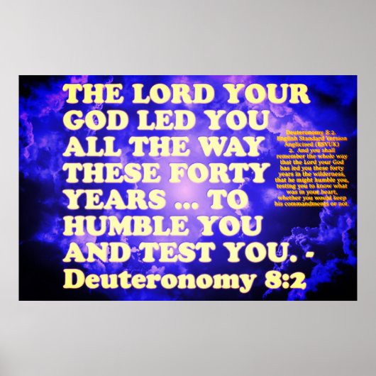 Poster verset biblique de Deutéronome 8:2. (Devant)