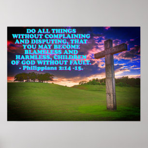Poster verset biblique de Philippiens 2:14-15.