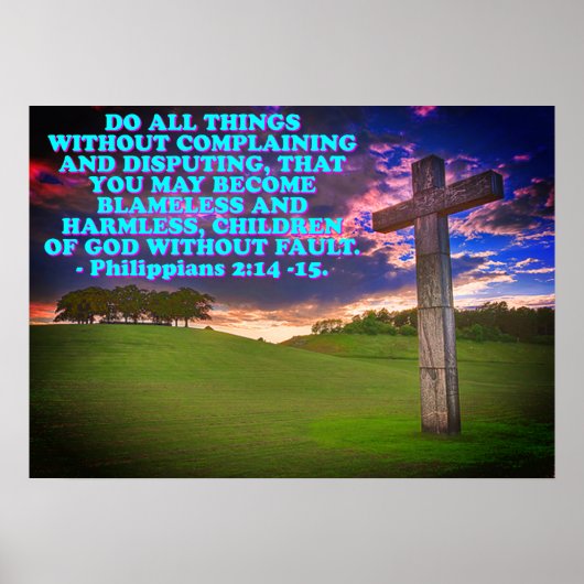 Poster verset biblique de Philippiens 2:14-15. (Devant)