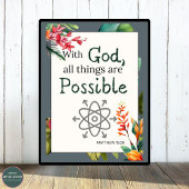 Poster Verset Biblique Floral Avec Dieu Toutes Les Choses
