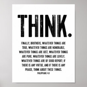 Poster Verset biblique, Philippiens inspirants 4:8