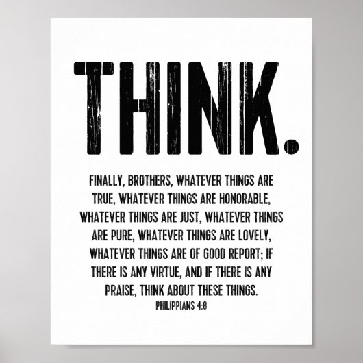 Poster Verset biblique, Philippiens inspirants 4:8 (Devant)