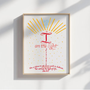 Poster Verset de la Bible chrétienne Jésus Jean 8 12