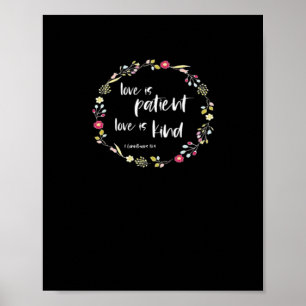 Poster Verset de la Bible chrétienne L'amour est patient