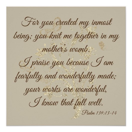 Poster Verset de la Bible de Glitterie d'or (Devant)