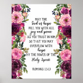 Poster verset de la Bible Romans prune rose écritures flo (Devant)