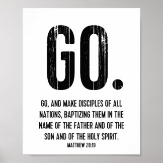 Poster Verset Écriture, Matthieu 28:19, Go
