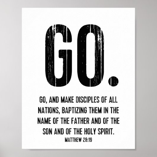 Poster Verset Écriture, Matthieu 28:19, Go (Devant)