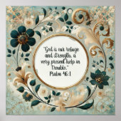 Poster Versets bibliques sur cadre vert et marron (Devant)