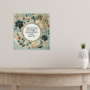 Poster Versets bibliques sur cadre vert et marron