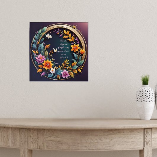 Poster Versets de la Bible à cadre floral Arrière - plan 