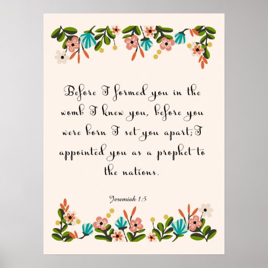 Poster Versets de la Bible Art - Jérémie 1:5 (Devant)