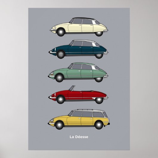 Poster Version couleur de la collection Citroen DS (Devant)