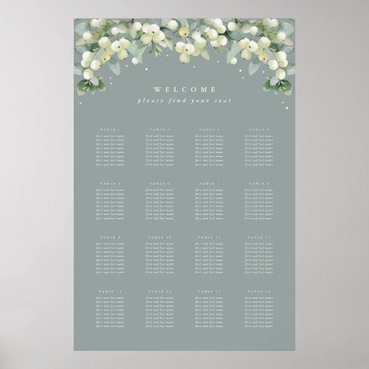 Poster vert 24x36" 16 Tableaux de 8 places (Devant)