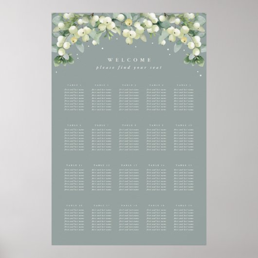 Poster vert 24x36" 20 Tableaux de 8 places (Devant)