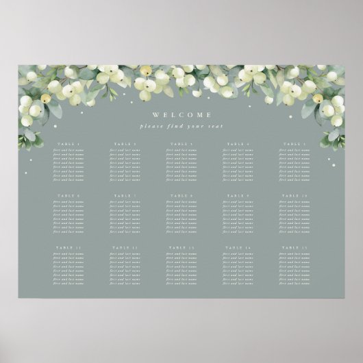 Poster vert 28x20" 15 Tableaux de 8 places (Devant)