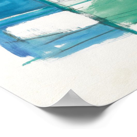 Poster Vert Abstrait Et Bleu Sur Blanc (Coin)