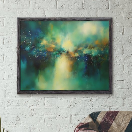 Poster Vert Abstrait et blues Peinture moderne