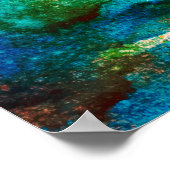 Poster Vert abstrait Fun Aquarelle Art Blue Aqua Unique (Coin)