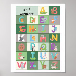 Poster vert Alphabet pour la salle de soins infirm