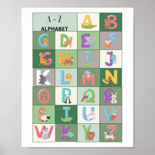 Poster vert Alphabet pour la salle de soins infirm (Devant)