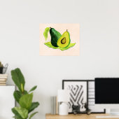 Poster Vert Avocado Fruit à vie morte en aquarelle (Bureau à domicile)