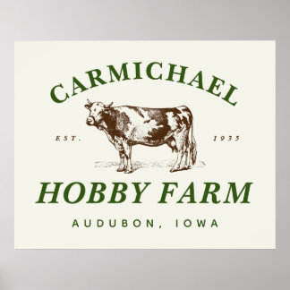 Poster Vert blanc cassé Brown Vintage style de ferme