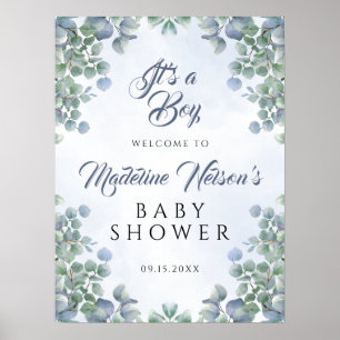 Poster Vert Bleu C'est un Baby shower garçon Accueil