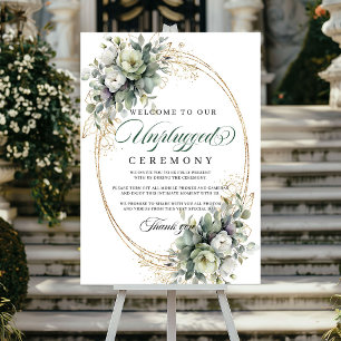Poster Vert Botanique Or Cérémonie Non Connectée Mariage 