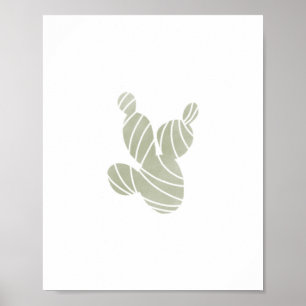 Poster vert cactus aquarelle