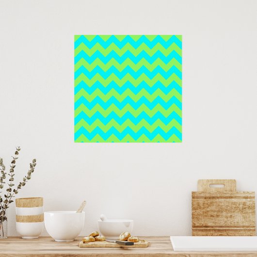Poster Vert clair et Aqua Zigzag (Cuisine)