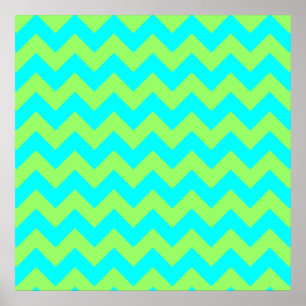 Poster Vert clair et Aqua Zigzag