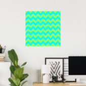 Poster Vert clair et zigzag aqua (Bureau à domicile)