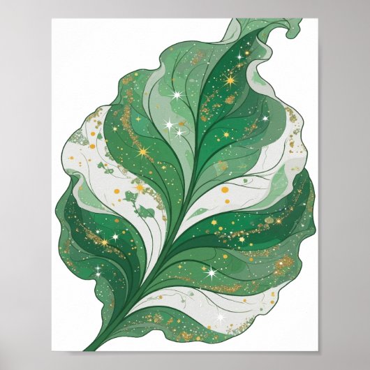 Poster Vert Classique FEUILLE VERTE AVEC ÉTOILES ET PAILL (Devant)