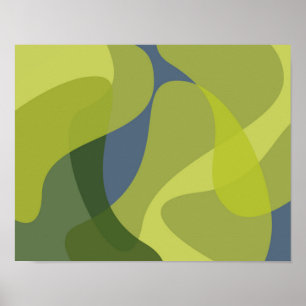 Poster Vert, cool, tendance, formes ondulées modernes