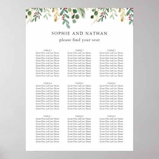 Poster Vert doré blanc | Mariage de Noël (Devant)