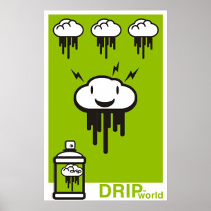 Poster Vert du monde de goutte