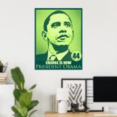 Poster vert du président Obama, le changement est  (Bureau à domicile)