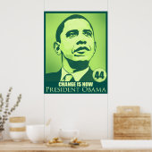 Poster vert du président Obama, le changement est  (Cuisine)