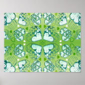 Poster Vert et blanc Whimsical Romantique Coeurs motif (Devant)